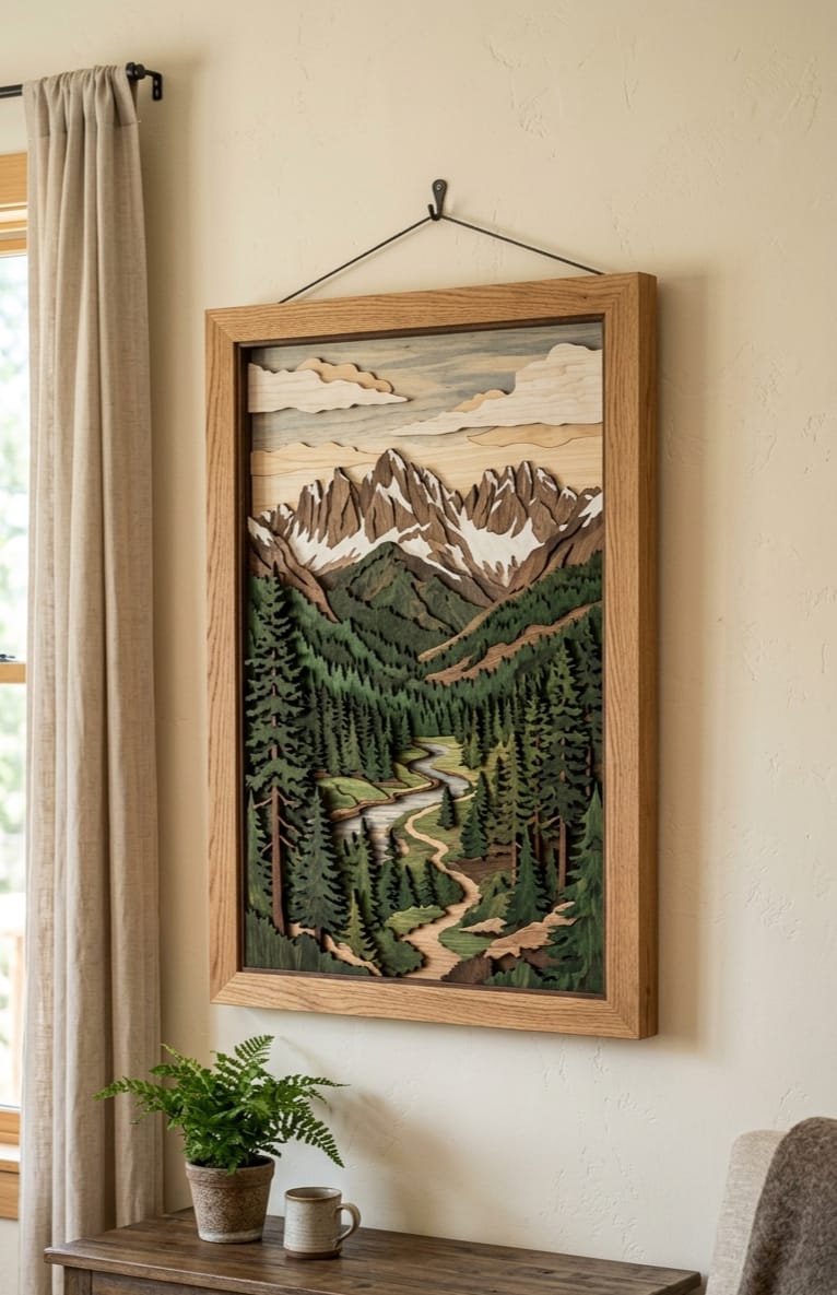 Majestic Mountain & Forest Nature Wooden Wall Art